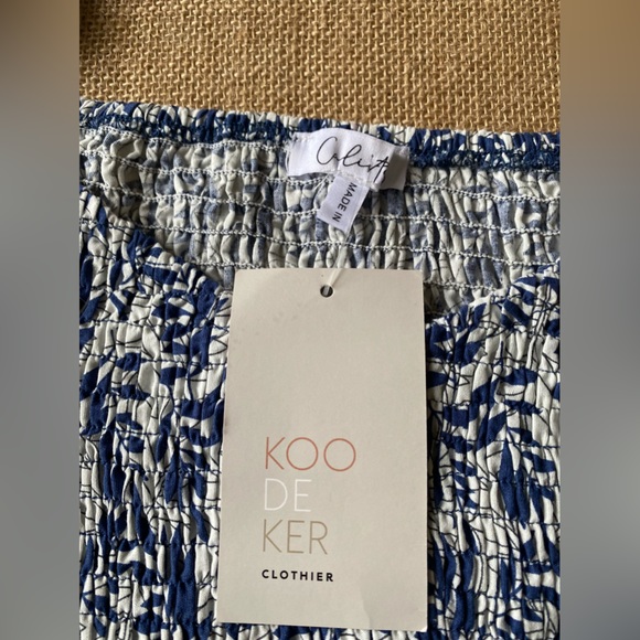 KOO DE KER Modest Floral Dress smocked bodice, & short sleeves Blue/White Size L - Picture 8 of 16